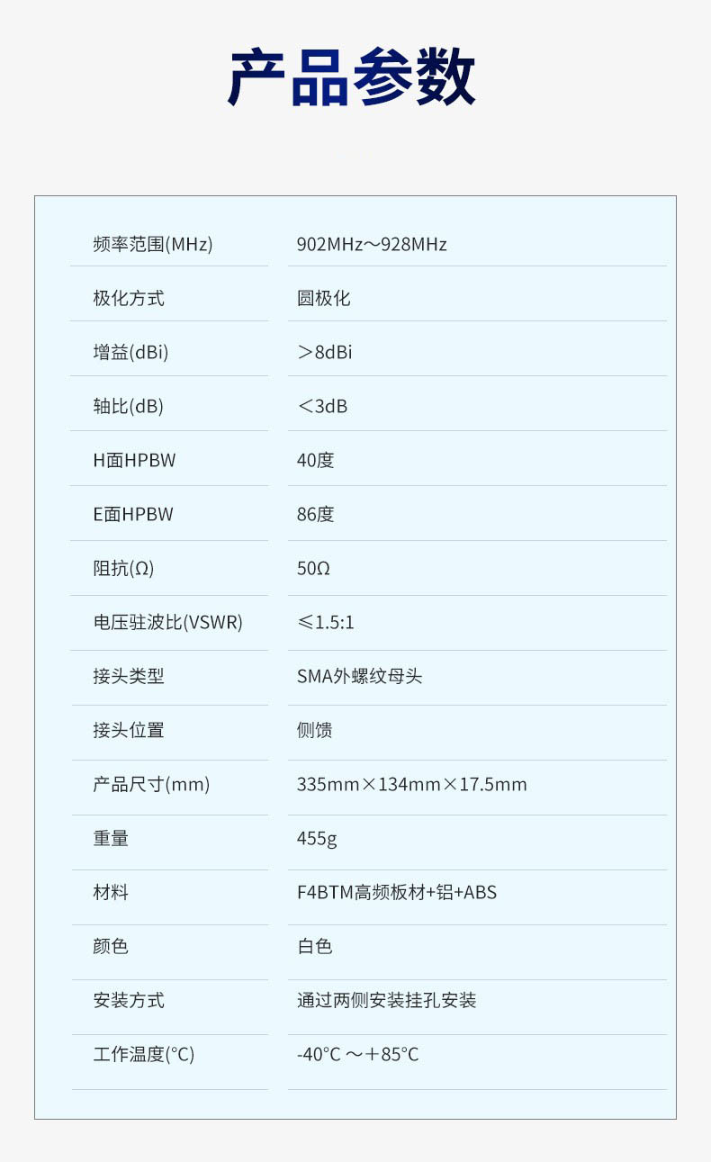 8dbi窄束波门禁天线插图1