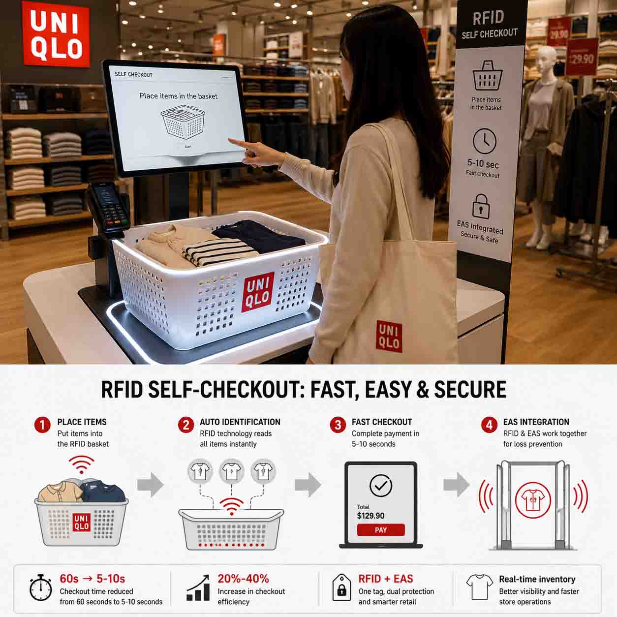 优衣库RFID自助收银升级,结账秒级完成插图